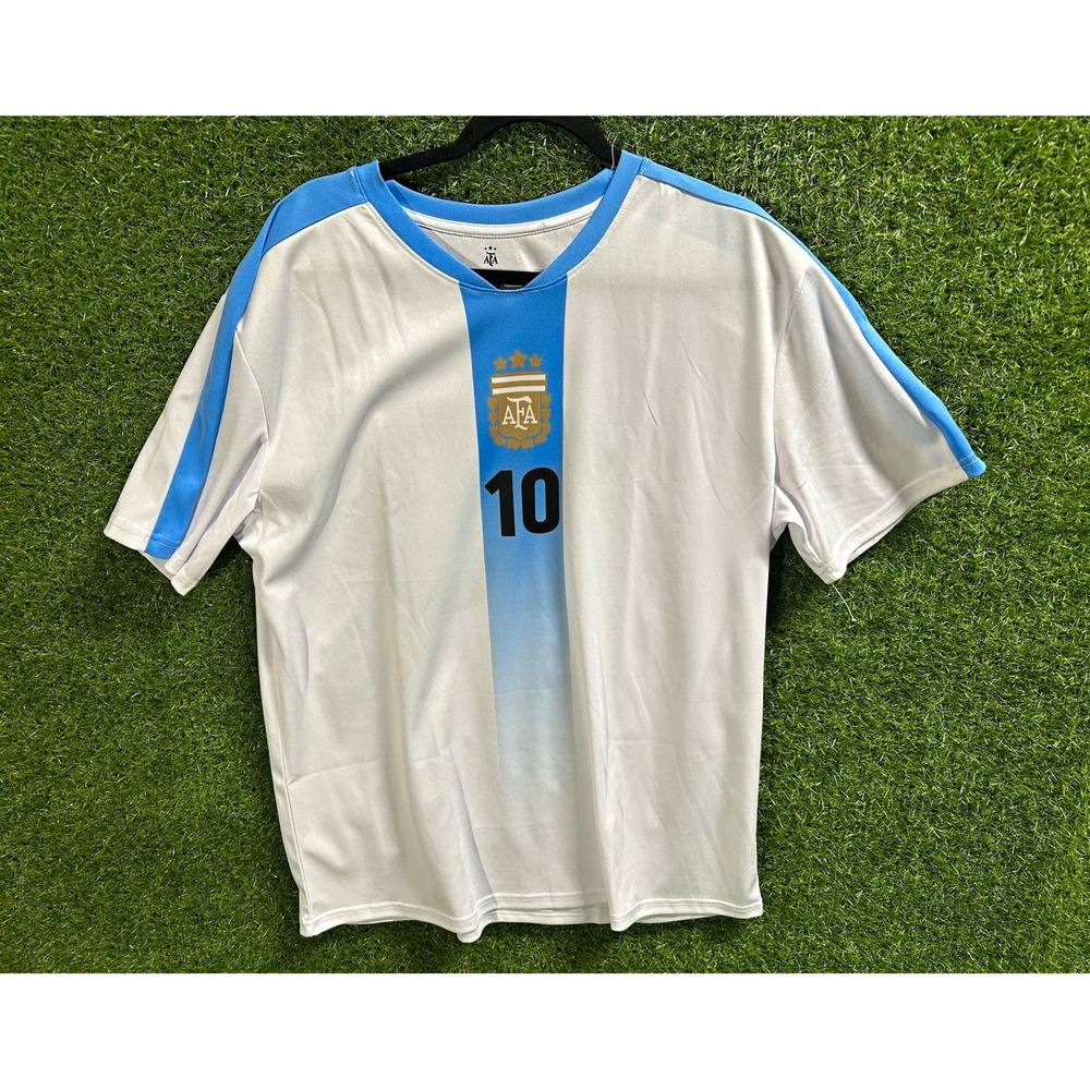 AFA Argentina Lionel Messi #10 Soccer Jersey XL White Blue Officially Licensed